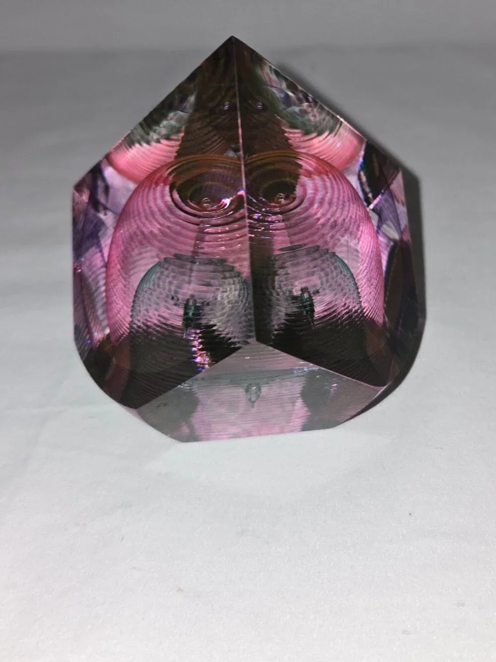 Kit Karbler & Michael David Signed Faceted Paperweight Art Glass Optic Geometric - Picture 4 of 16